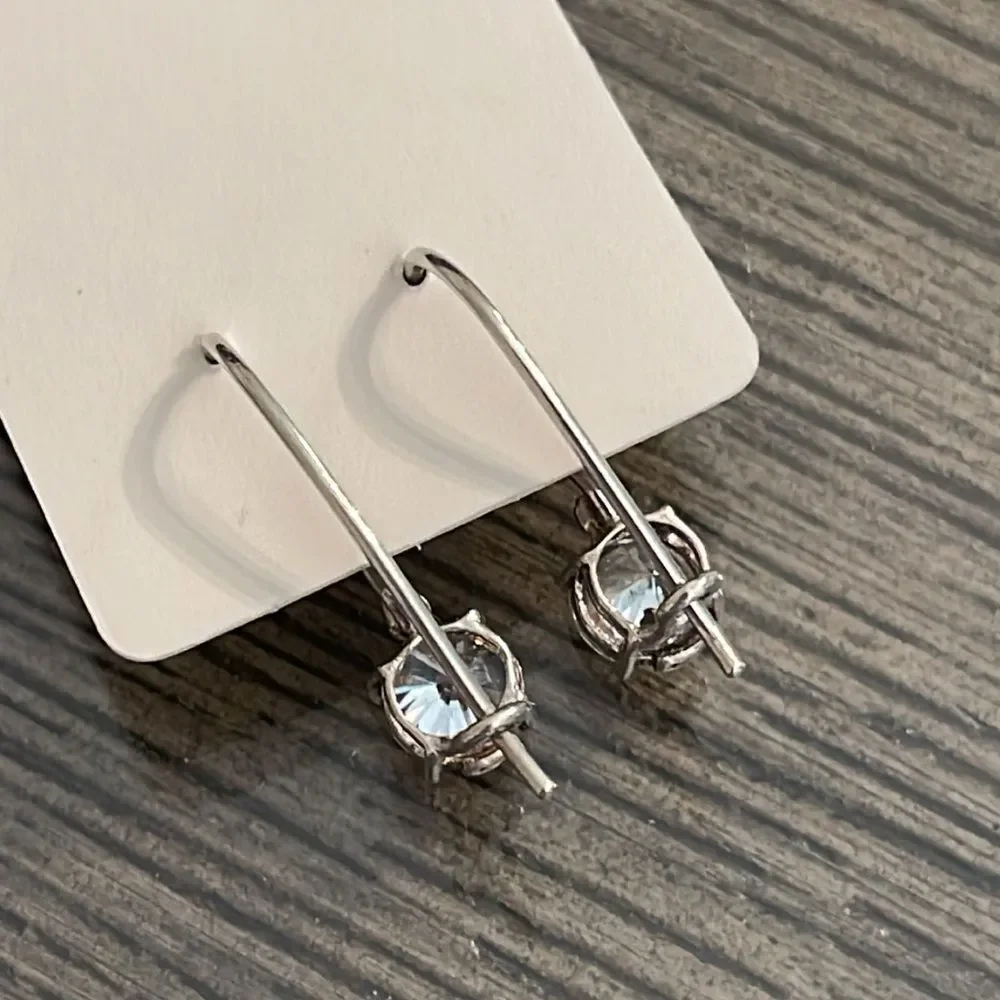 Vintage Sterling Silver Wire CZ Earrings